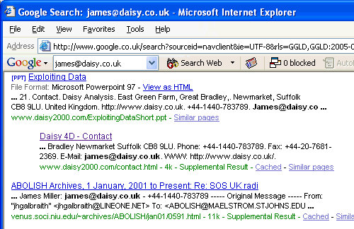 Searching for James Miller's E-Mail Address
