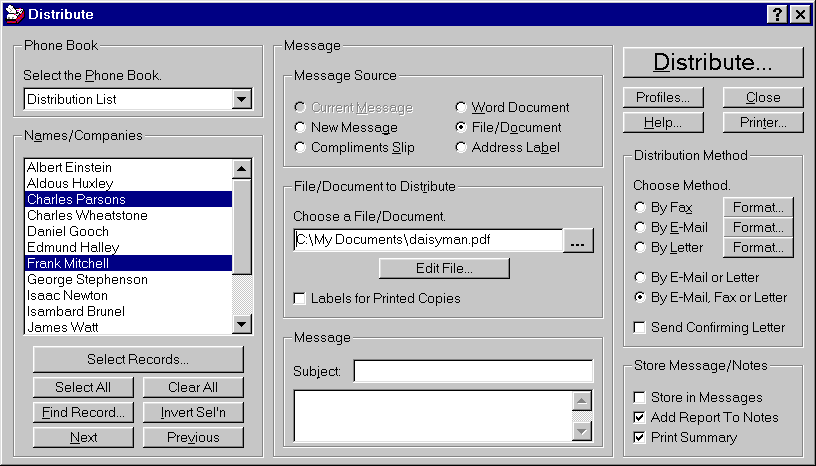 Distribute Dialog