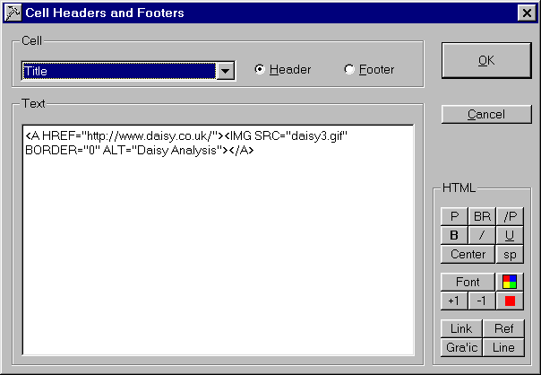 Cell Headers dialog